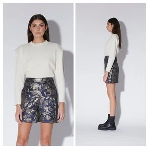 NWT Walter Baker Taylor Shorts in Blue Metallic Camellia Brocade, size 2